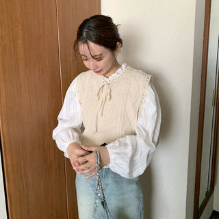 Ribbon knit vest