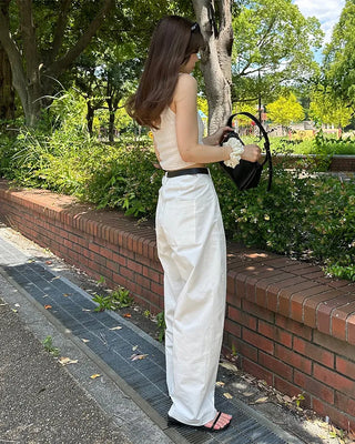 Wide-leg cotton pants