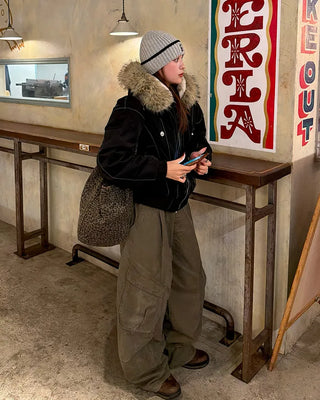 Raccoon fur hooded jacket