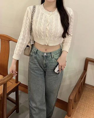 Crop Cable Knit Cardigan