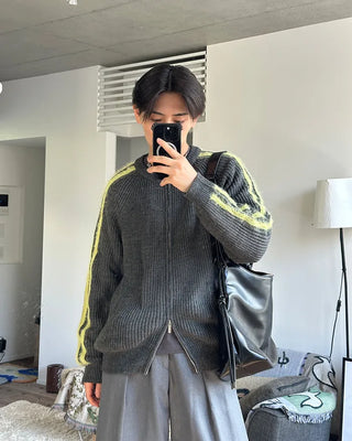 Sleeve Line Double Zip Knit
