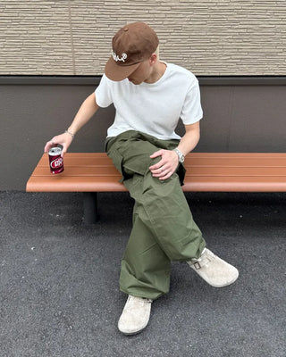 Button pocket wide cargo pants