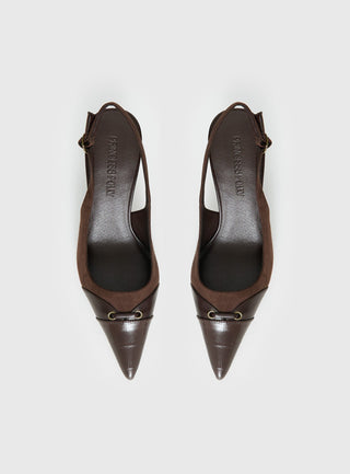 Tiptoe Slingback Heels Brown
