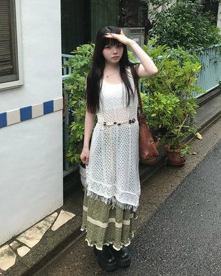 Floral lace tiered skirt