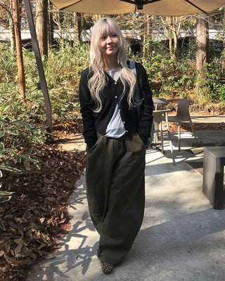 V-neck wool knit cardigan