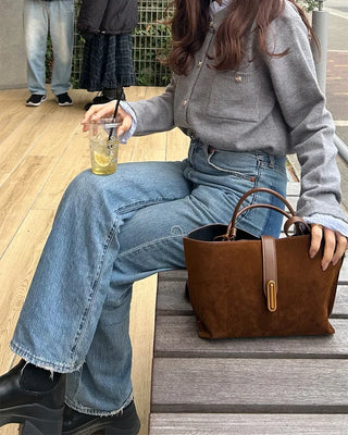 Suede Square Tote Bag