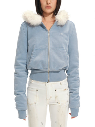 Ice Mist Blue Casual Hooded Jacket