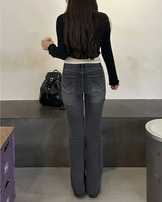 Low-rise bootcut denim pants