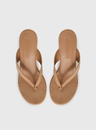 Kamiko Wedged Heels Tan Faux Suede