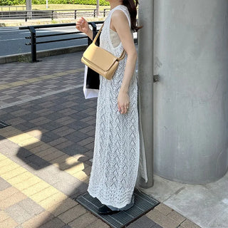 Perforated Long Knit Dress
