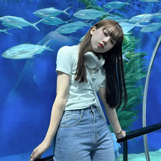 Button-neck T-shirt