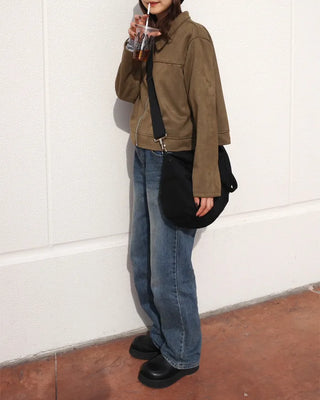 Straight denim pants