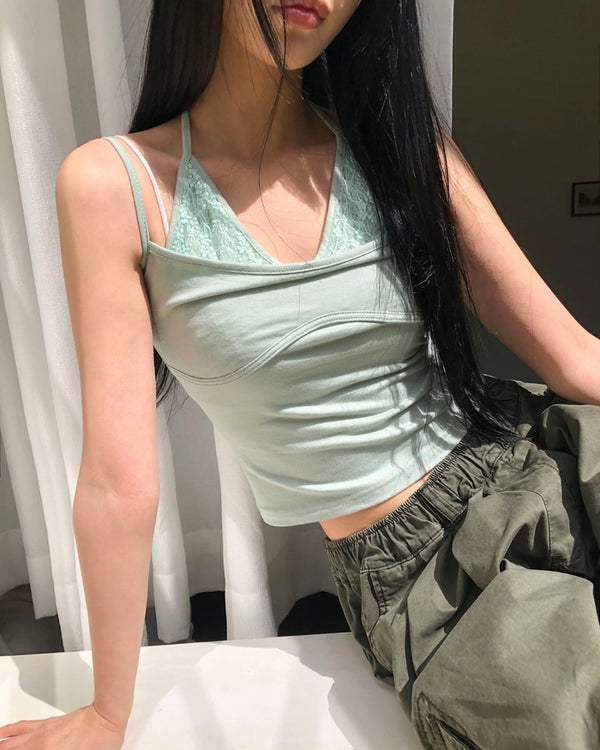 Holter neck layered sleeveless top
