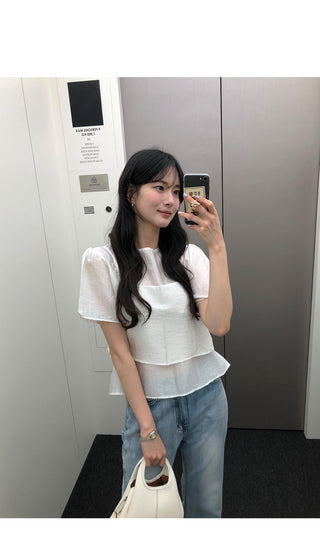 Pendant striped elastic waist shorts