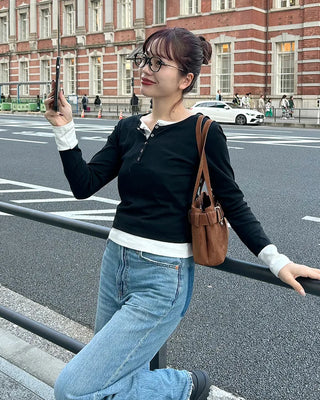 Layered long-sleeve T-shirt