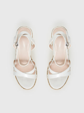 Jesper Espadrille Wedged Heels White Croc