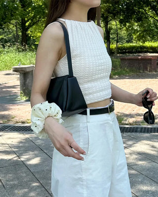 Knit halter neck gathered camisole