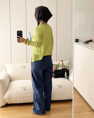 See-through ribbed cardigan