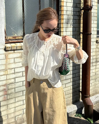 Scalloped lace detail blouse
