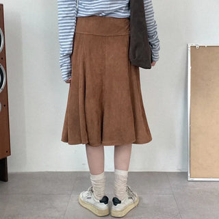 Suede midi skirt
