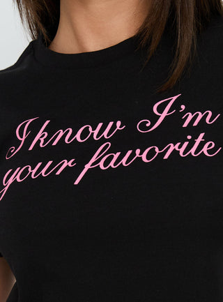 Your Favorite Graphic Baby Tee Washed Black