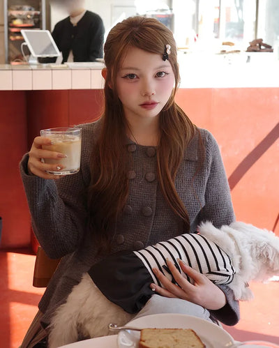 Double-button knit cardigan