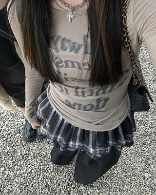 Checked layered skirt