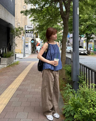 Wide-leg collar pants