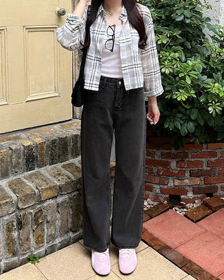 Checked cropped shirt
