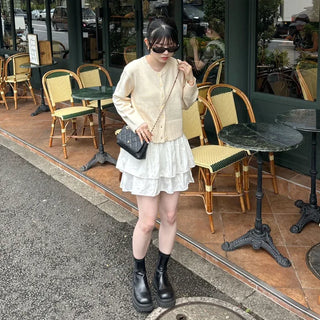 Flared shirred mini skirt