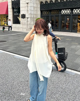 Chiffon scarf detail blouse
