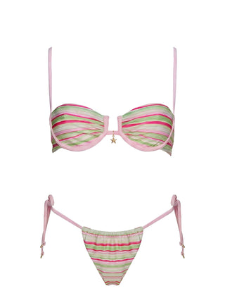 Heatwaves Underwire Bikini Top Green  Pink Stripe
