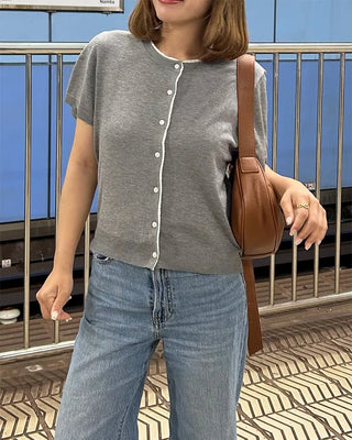 Lace Point Short Sleeve Cardigan
