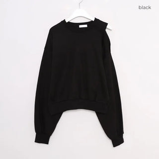 Shoulder slit cropped sweatshirt