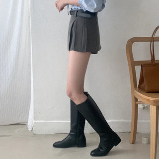 (set) Skirt with slit belt