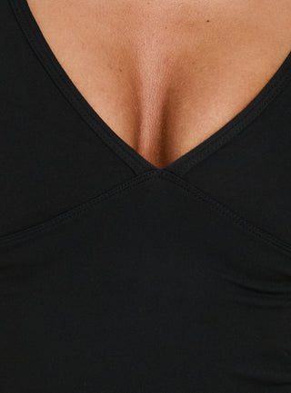 New Horizons Long Sleeve V Neck Top Black