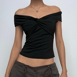 Short sleeve off shoulder ruched top