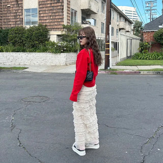 Frilled long skirt