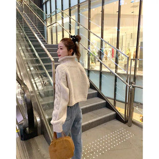 Cable Cropped Turtleneck Knit