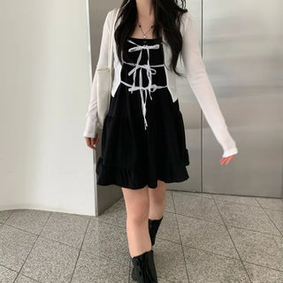 Cropped Tie Ribbon Cardigan