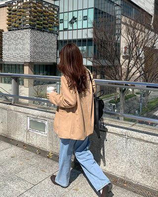Three-button suede jacket
