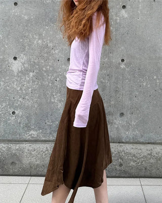 Round neck sheer long sleeve