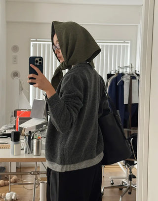 Color-blocked layered cardigan