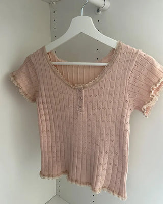 Mini perforated short-sleeved knit