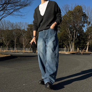 Dart detail balloon denim pants