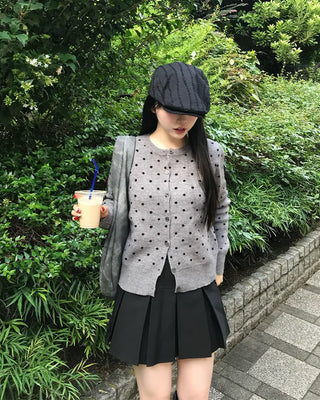 Polka Dot Knit Cardigan