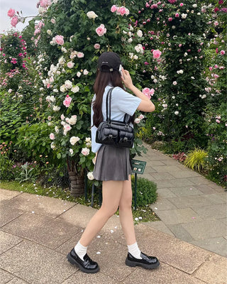 Two-pocket half-moon shoulder bag