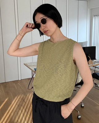 Linen knit sleeveless dress