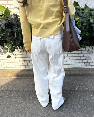 Back-belt wide-leg pants