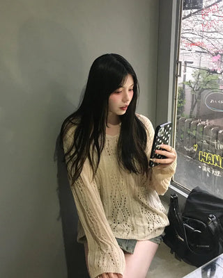 See-through perforated knit